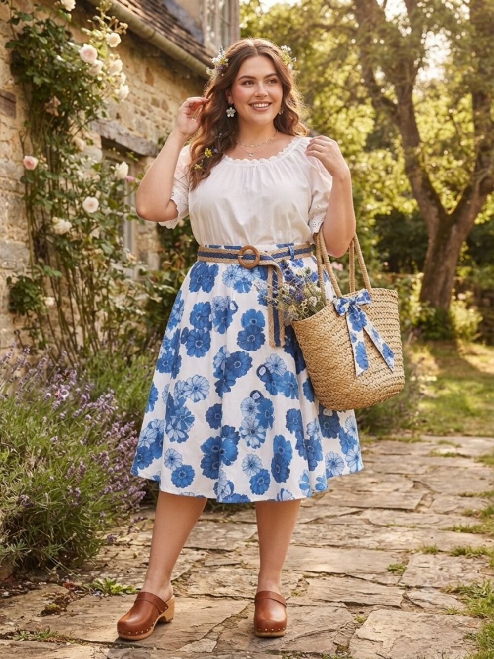 ModCloth x Collectif Daisy Hedgehog Swing A-Line Skirt Vintage Rare Plus Size